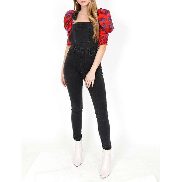 WeWoreWhat Skinny Black/Charcoal Overalls Size S